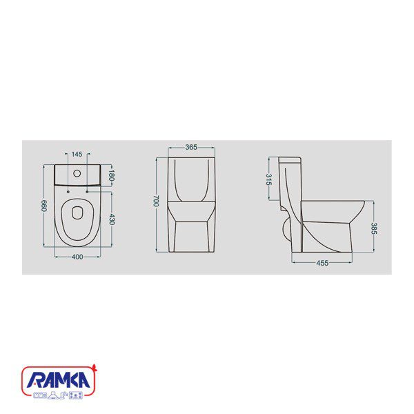 ابعاد توالت فرنگی گلسار مدل اورلاند