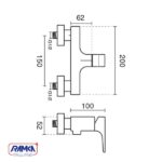 ابعاد شیر توالت kwc مدل اراتو