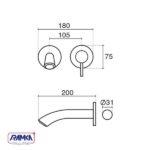 ابعاد شیر روشویی توکار kwc مدل زو تیپ 2