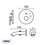 ابعاد شیر حمام توکار kwc مدل زو تیپ 4