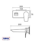 ابعاد شیر روشویی kwc مدل ورونا تیپ 1